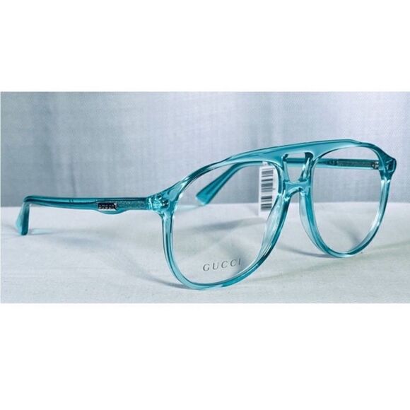 Gucci Translucent Baby Blue & Gold Optical Rx Aviator Eyeglasses - Picture 2 of 9